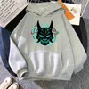 رجال الرجال للرجال من النوع الثقيل Genshin Impact Xiao Mask Fangs Graphic Hoodie للجنسين Hip Hop Streetwear قميص طويل الأكمام جيب KPOP على طراز Graffiti Style Tops Y1213