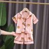 Jongens Meisjes Kinderen Pyjama Sets Cartoon Beer Korte Mouw T-shirt Tops met Broek Peuter Baby Slaapkleding Pijamas Nachtkleding 211109