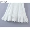 Moda Kadınlar Çiçek Beyaz Parti Elbise Kadın Seksi Kare Boyun Flare Kol A-Line Mini Yaz Vestido 210430