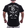 남자 티셔츠 남성 체육관 피트니스 운동 티셔츠 캐주얼 패션 프린트 코튼 블랙 여름 남성 브랜드 의류 짧은 슬리브 티 탑
