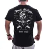 Men's T-Shirts Men Gyms Fitness Workout T-shirt Casual Fashion Print Cotton Black Summer Male Brand Clothing Short Sleeve Tees Tops