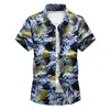 45kg-120kg Summer Fashion Men's Hawaiian Tropical Print Casual Button Down Beach Holiday Chemise à manches courtes 5XL 6XL 7XL 210528