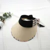 Damskie damskie Big Brim Brim Designer Kapelusze z kratą wstążką Regulowany pasek kaptur Moda Caps.y014b15014