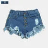 [El Barco] 2021 Rapped Hole Sexiga Kvinnor Sommar Denim Shorts Jeans Bomull High-Waist Blå Svart Vit Rosa Kvinna Casual Korta Kvinnor