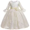 Fleur Filles Princesse De Noce Dentelle Robes Bébé De Noël Nouvel An Eve Robe Enfants Enfants Robe De Bal Vestidos Vêtements G1129