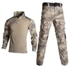 Taktische Tarnung Uniform Kleidung Anzug Männer Combat Shirt + Cargo Hosen Mit Knie Pads Jagd Sets