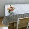 Retro Linen Cotton Tablecloth Washable Coffee Dinner Blue and White Porcelain Table Cloth for Christmas Wedding Banquet 210626