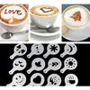 Stencil per stampa caffè in plastica 16 pezzi / set ispessimento bolle di latte spray fiori stampo sorriso cuore fiocco foglie d'acero 1 2ne Q2