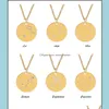 Pendant Necklaces & Pendants Jewelry 12 Zodiac Sign For Women Men Personalized Crystal Constellations Stainless Steel Coin Gold Chains Fashi