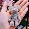 7 Colors Wholesale Unisex Full Rhinestone Cartoon Bear Crystal Keychain Ring Holder Pendant Bag Womens Handbag Key Chain