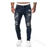 Jeans Uomo Jeans attillati strappati Pantaloni a matita blu Pantaloni casual da festa per motociclisti Abbigliamento da strada Abbigliamento da uomo in denim 211120