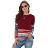 Sommar Striped T Shirt Kvinnor O-Neck Långärmad Plus Storlek Vintage Ladies Toppar Casual Streetwear Fashion Tee Femme 210608