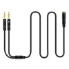 Headphone Splitter Mic Cable for Computer Headset 3.5mm Female to 2 Dual Male Microphone Audio Stereo Jack Earphones Port Gaming Speaker PC Adapter