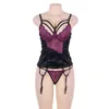 NXY Sexy Set comeonlover EyePatch Kant Bustier Vrouwen Lingerie Set Sexy Kleren Charming V-hals Plus Size Nuisette Femme Bodysuit met Thong 1130