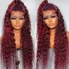 Free Part Dark Blue/ Burgundy/613 Blonde Lace Front Wigs 13x4 Synthetic Glueless Preplucked Kinky Curly Wig for Black Women