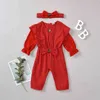1-5t nascido infantil bebê menino conjunto de roupas de outono macacão com roupas de cabeça bow meninas 210429