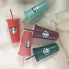 Starbucks Mermaid Bogini 24oz / 710ml Tumblery Zmień Zmień Zimno Styl Przenośny Wielokrotnego Wielokrotnego użytku Środowisko Plastikowe Kubki