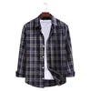 Men's Casual Shirts Men Flannel Plaid Shirt 2021 Autumn Long Sleeve Soft Comfort Slim Fit Brand Brown Checked Camisas De Homb313P