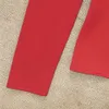 Büro Damen Rot Schräghals mit Rüschen Slim Fit Stretch Bluse Tops Weiblich Plus Größe S M L XL XXL Blusas Reißverschluss Nine Quarter 210527