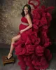 2022 Maternity Dress For Pregnant Women Sexy Strapless Tiered Ruffles Nigh Robes Mermaid Gown Pregnancy Dresses Baby Shower Prom Wear PRO232