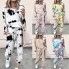 Mode Urban Casual Unregelmäßige Tie Dye Druck Langarm frauen Anzug Herbst Und Winter Tasche Straße Hipster Damen Set y0625