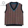 Retro Ärmlös Pullover Sweater Vest Kvinnor Vår V Nacke Waistcoat Kvinna Koreanska Harajuku Streetwear Holiday Knitwear Topp 210515