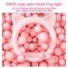 Katt öra 20 tums LED selfie ring ljus med 2m stativ stativ dimbar fotografering fyllning belysning för telefon makeup video youtube vk