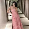 VUWWYV Summer Dress Pink Slip Backless Maxi es Women Elegant Pleated Evening Party Woman Cotton retro Vestido 210430