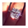 Fashion Jewelry Classic Style Rings for Women Silver Color Noble 4 Claw Ring Gift Cubic Zirconia Square Wedding Ring3800350