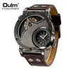 OULM Designer Marka Luksusowe Zegarki Dla Mężczyzn Dual Time Watch Kwarcowy Zegarek Casual Man Leather Watch Sport Mężczyzna Zegar Relogio Masculino X0625