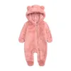 Newborn Bear Warmer Snowsuit Cotton Fleece Hooded Romper Jumpsuit for Baby Girls Boys