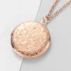 10PcsLot Flower Pattern Round Po Frame Pendant Necklace Mirror Polish Stainless Steel Memorial Locket Chains7201358