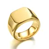 Cool Blank Herren Fingerringe Splitter und Goldfarbe quadratische Form Edelstahl Siegelring für Männer Großhandelspreis