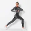 Seamlyoga Set Örme Fitnclothes Hızlı Kuru Spor Giyim Kırpma Üst Yüksek Bel Yoga Pantolon Oymak Kadın Spor Suit X0629