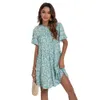 Femme Robe O-cou Floral Papillon Manches Lâche Robe D'été pour Femmes Casual Imprimer À Manches Courtes Robes De Plage pour Femmes D'été 210712