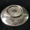 Chińskie rzadkie kolekcje Stare handwork Tybet - Silver Dragon and Phoenix Statua Bowl Home Decor Metal Handicraft