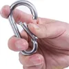 Climbing Button Carabiner Hook Stainless Steel Spring Metal Hooks Buckle Camping Hiking Safety Protector Durable Keychain Outdoor Keyring