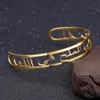 Zciti Gold Arabic Name Bangles Personalized ID Family Nameplate Faith Letter Bracelet Stainless Steel Adjusted
