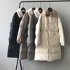 Winter Daunenmantel aus Baumwolle für Damen, Kaninchenfellkragen, Taillenzugseil, lange warme Jacken 1981. 210607