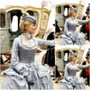 Dusty Blue Ball Gown Evening Dresses Masquerade Long Sleeve Costumes Victorian The Duchess Cosplay Lolita Lace-up Prom Dress
