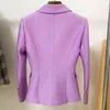 High Street Est Designer Jacka Kvinnors Lion Knappar Dubbelbröst Slim Fitting Pique Blazer Lilac 210521