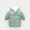 冬の子供たちは子供たちの男の子のジャケットファッションの厚いロングコートの女の子フード付きの上着スノースーツ3-10yティーン服211204