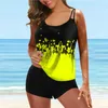 Damska Stroje Kąpielowe Plus Rozmiar Drukuj Strappy Wstecz Tankini Set Dwa kawałek Swimsuits Swimdress 2021 Kobieta Summer Beach Wear Swim Siatek S-XXL