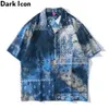 Blaue Tie Dye Bandana Hawaiihemden Männer Sommer Vintage Straße Übergroße Herrenhemd Mann Bluse 210603