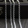 Genuine 925 Sterling Silver Sweater Chains Necklaces For Women And Men Round Shape Beaded Necklace Accessories 1832 inch 210323174433550