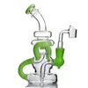 Hookah 8 inch Green Pink Green Fab Egg Recyler Dab Rig Glass Water Bong Bubbler Dab Rigs 14mm glass banger bubbler