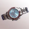 41mm Mens Automatiska mekaniska klockor med låda, rostfritt stål/gummi Three Eyes Sapphire Swim Waterproof Luxury Wristwatches