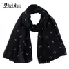 Winfox Fashion White Black Bronzing Gold Moose Deer Stag Head Soft Scarf Shawls For Ladies Women Christmas Gift Bandanas