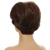 Krótki Bob Syntetyczny Peruka Symulacja Ludzki Remy Włosy Peruki Dark Brown Perruques de Cheveux Humains WIG-047