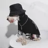 شريط الكلاب المطبوعة تي شيرت سوداء البلوز سترة الكلب كلب الملابس كورجي البلدغ تيدي جرو الملابس